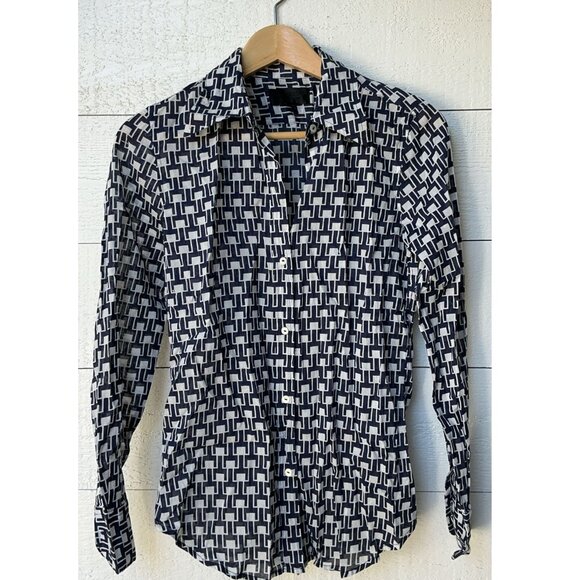 $477 Nili Lotan Kate Printed Cotton-voile Shirt Blouse Top XS - Picture 4 of 5